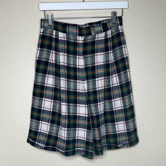 Vintage Talbots Plaid Linen Blend Bermuda Cuffed Shorts Women Size 8 Made in USA - Picture 14 of 14